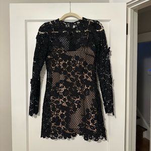 Self Portrait Black Lace Mini Dress, Size 2